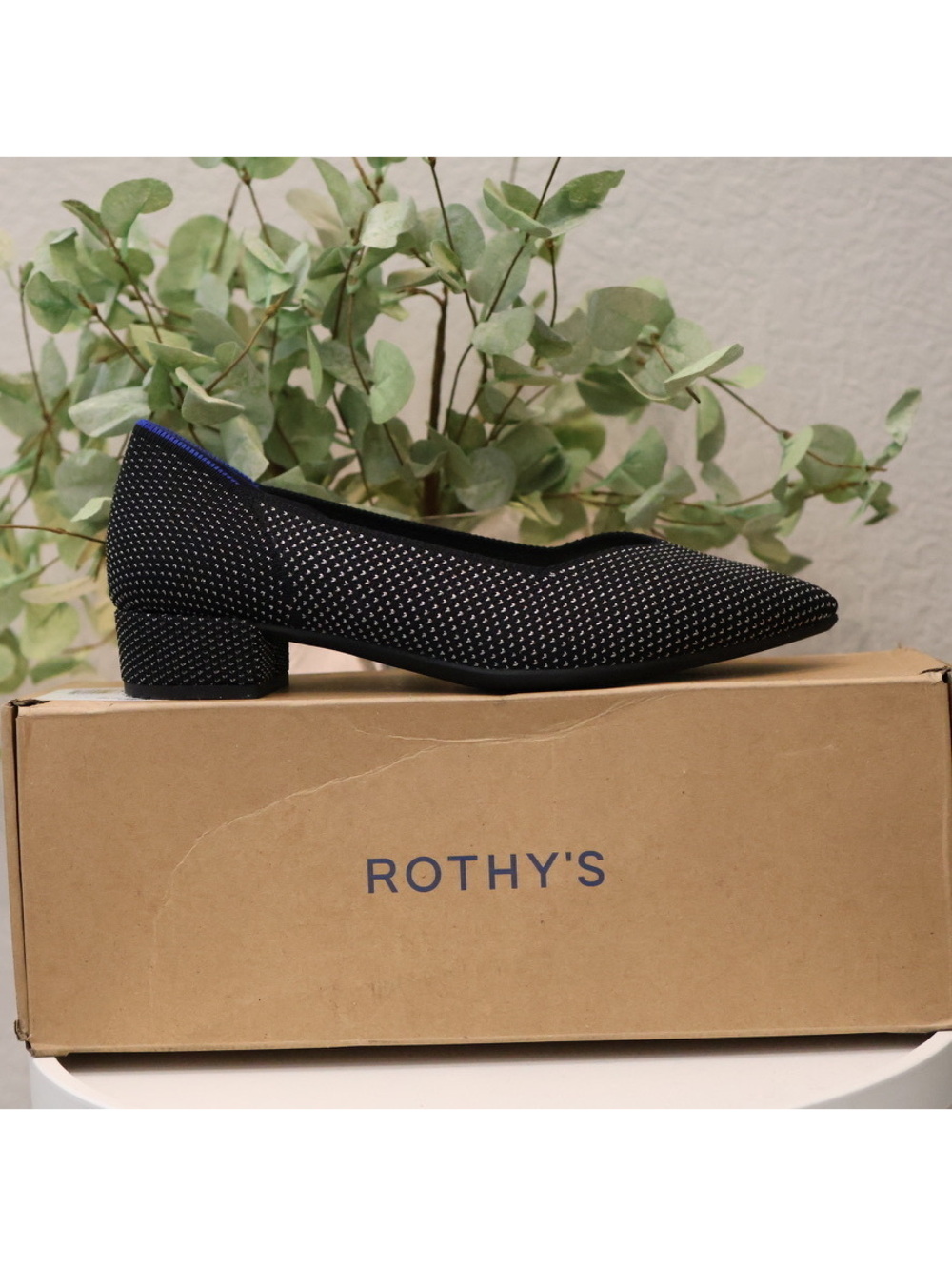 Rothy's The High Point Star Studded Black Glitter Excellent In Box 10.5